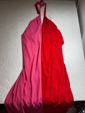 Sugarlips Pink & Red Halter Maxi Dress